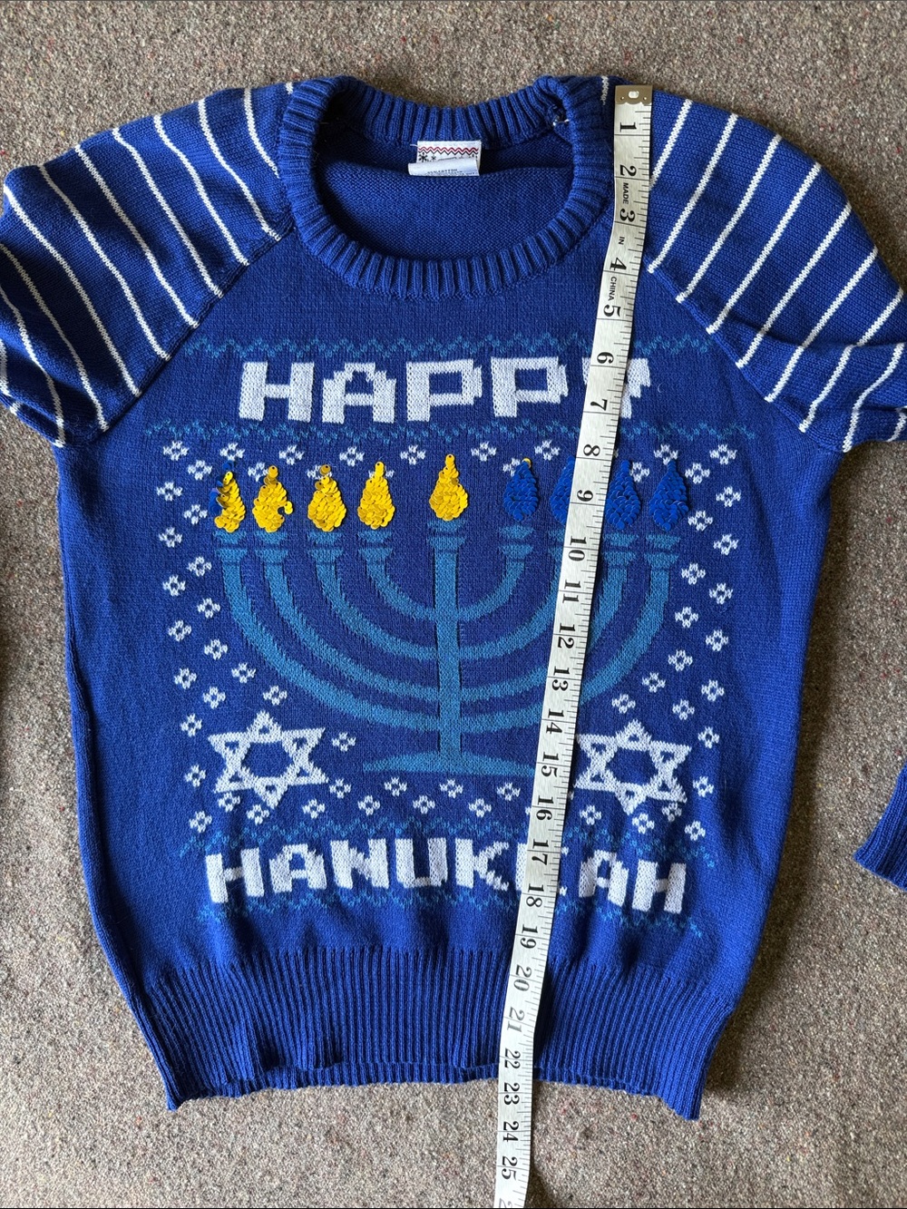 Blue 'Happy Hanukkah' Women’s Sweater (Size Small) - Picture 7 of 8